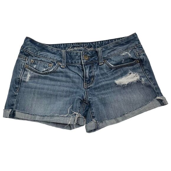 American Eagle Outfitters AE Women’s 4 Distressed Jean Shorts Festival Hi Rise - Picture 1 of 10